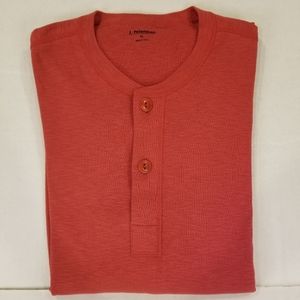 J. Peterman Henley Tee Long Sleeve Men's Size XL / XL Orange/Dark Red Cotton